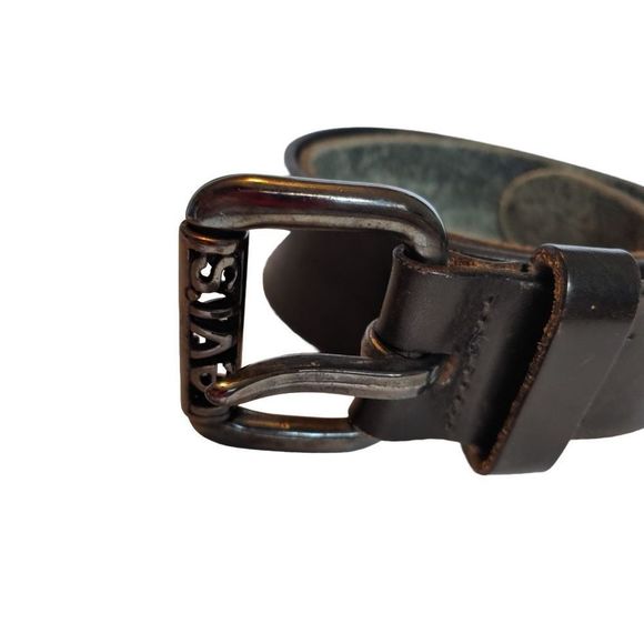 Levi Belt Logo Metal Buckle 100% Real Leather circa 90' s Black size S - Picture 2 of 16